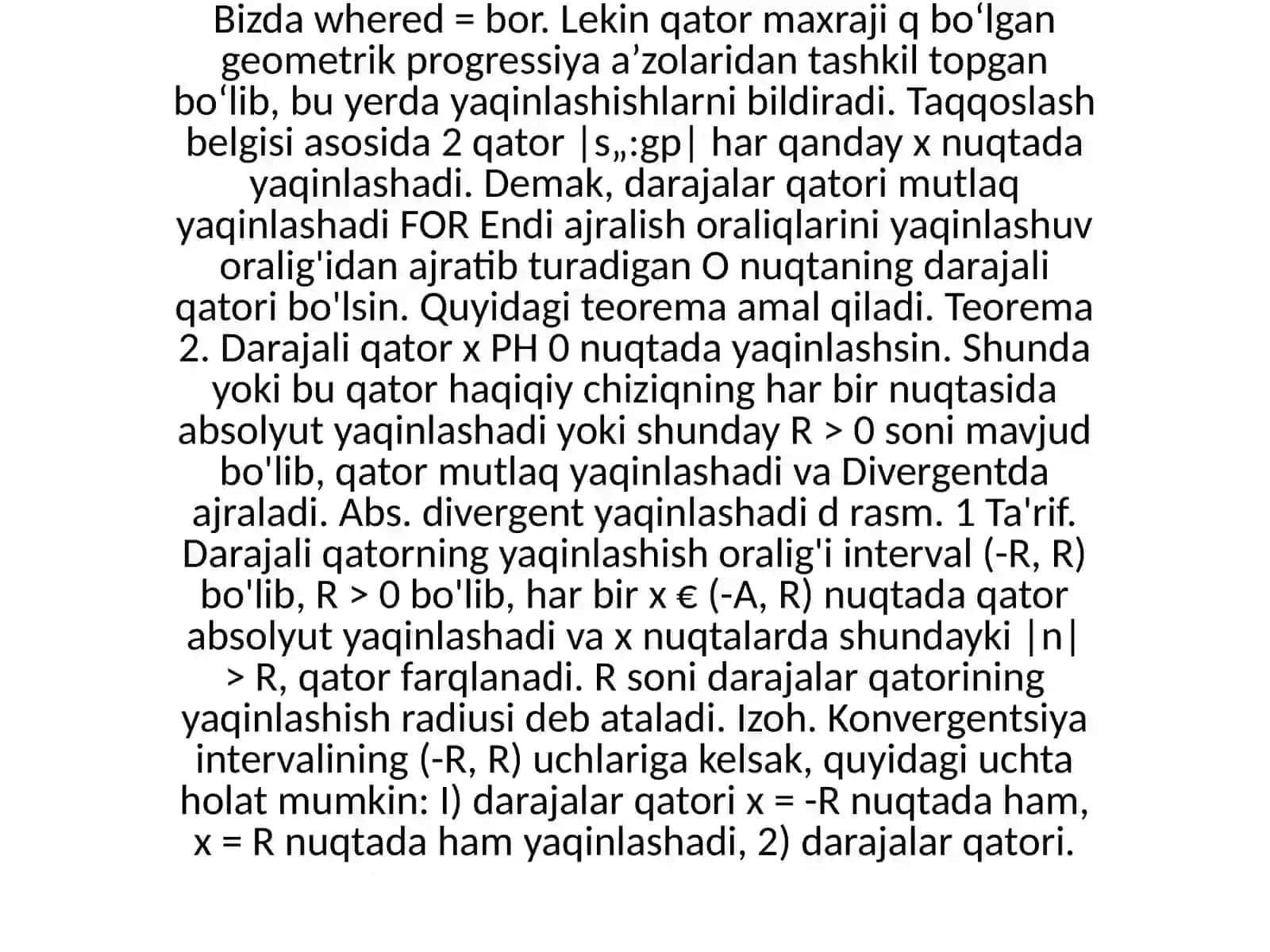 Darajali qatorning tekis yaqinlashishi 4