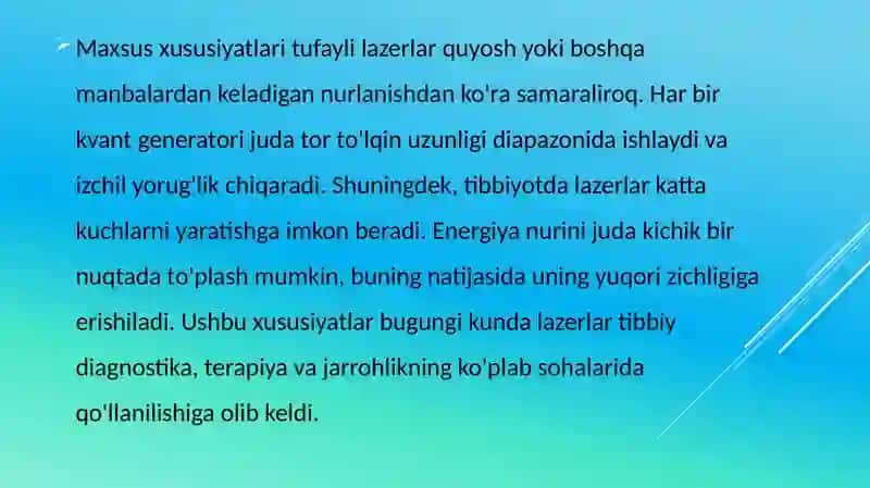 Lazerning tibbiyotda qo’llanishi 4