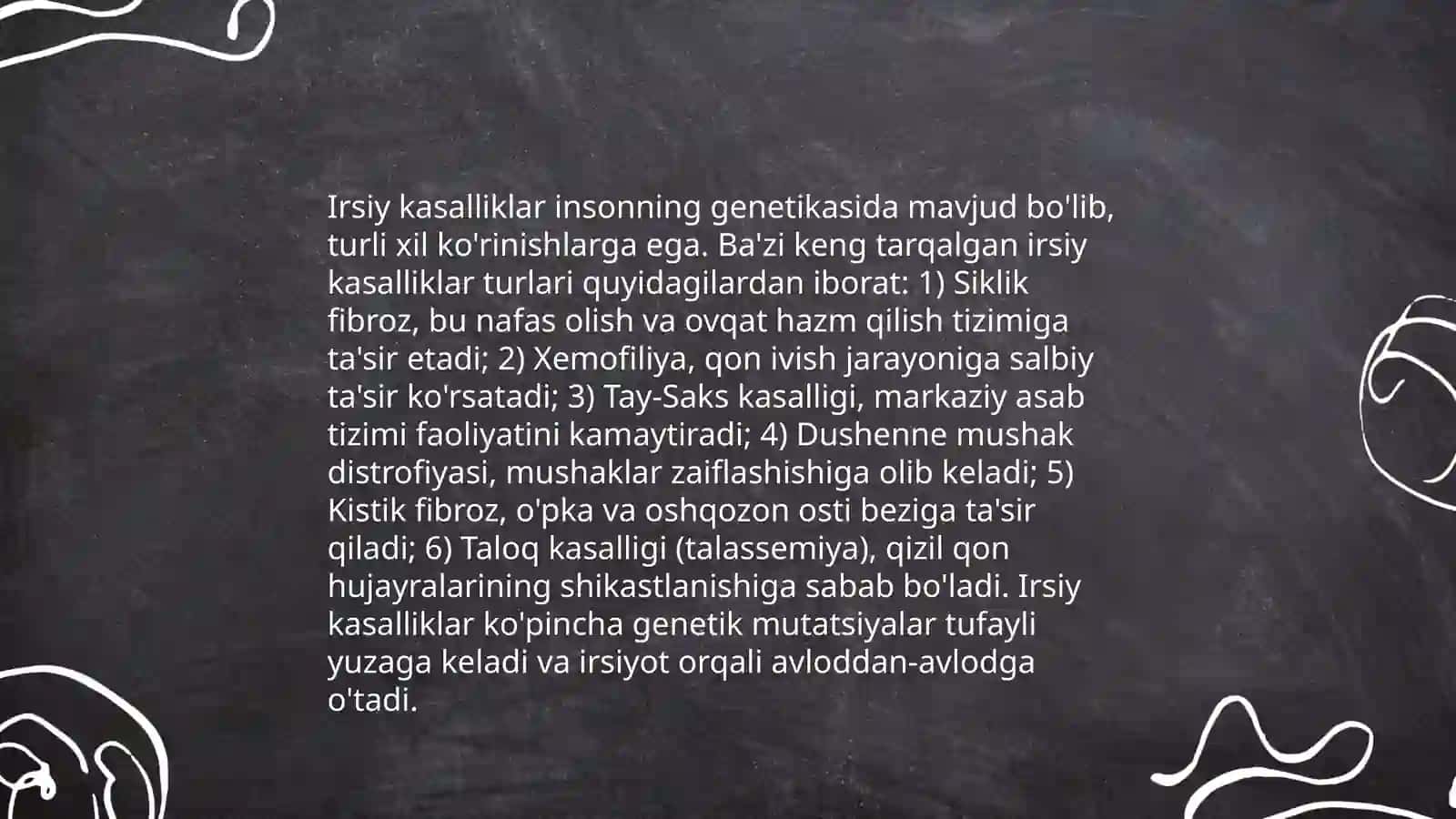 Genetik kasalliklar haqida 4