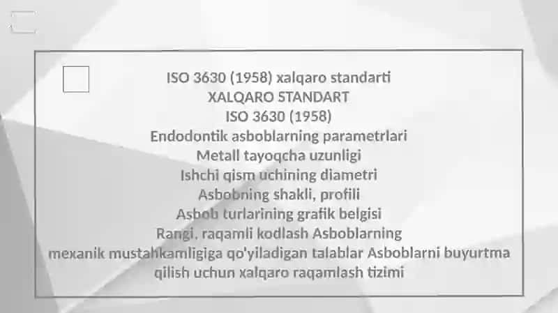 ENDODONTIYA.ildiz kanallariga mexanik ishlov berish va endodontik asboblarni standartlashtirish haqi 4