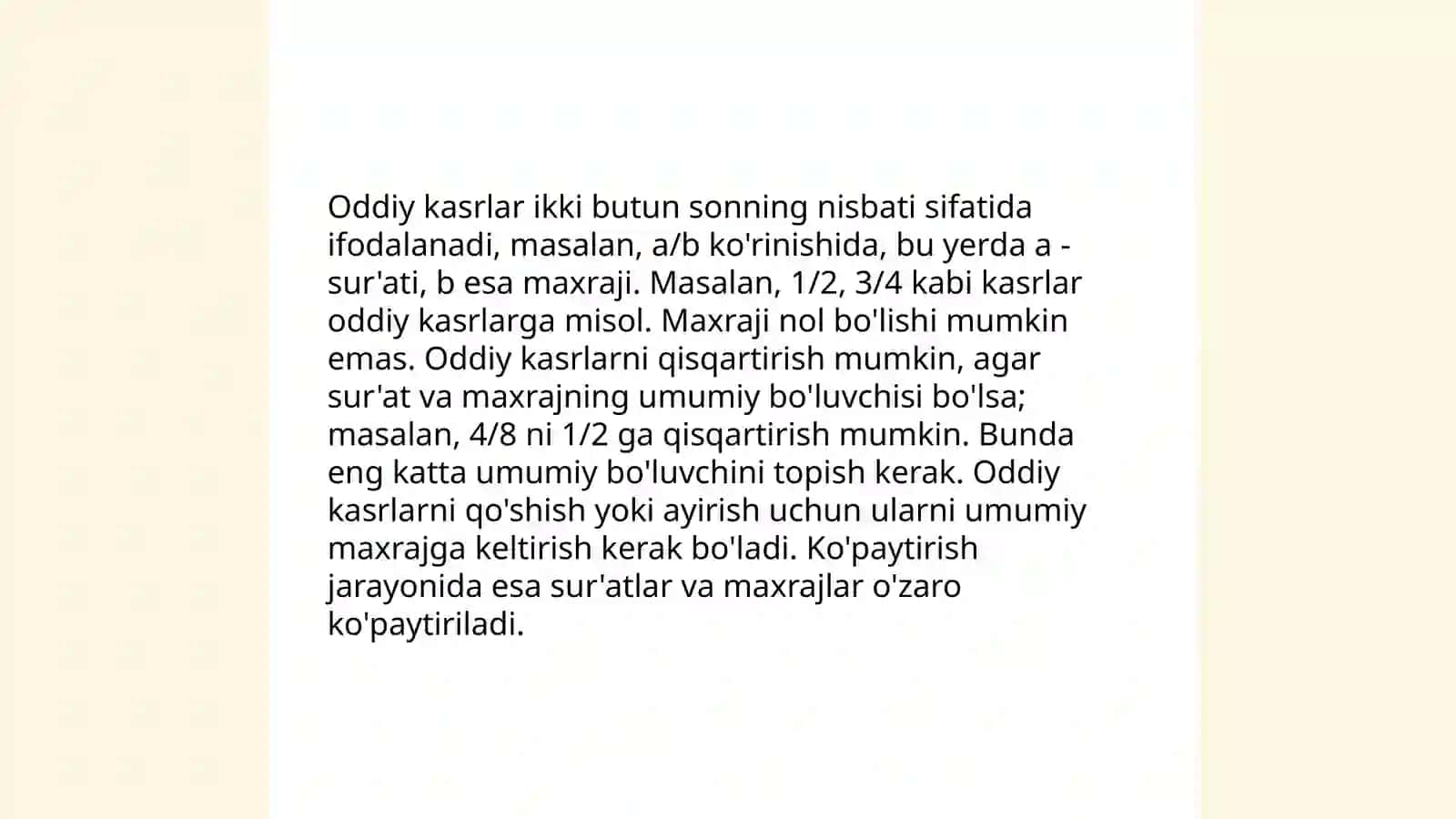 Onli kasrlar va ular ustida arifmetik amallar bajarish algoritmi 4
