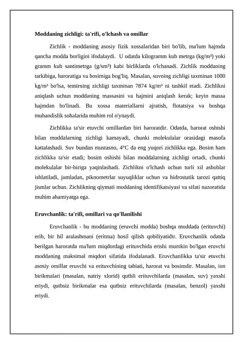 Materiyaning asosiy fizikaviy xossalari va uning turli agregatholatlaridagi xususiyatlari 4