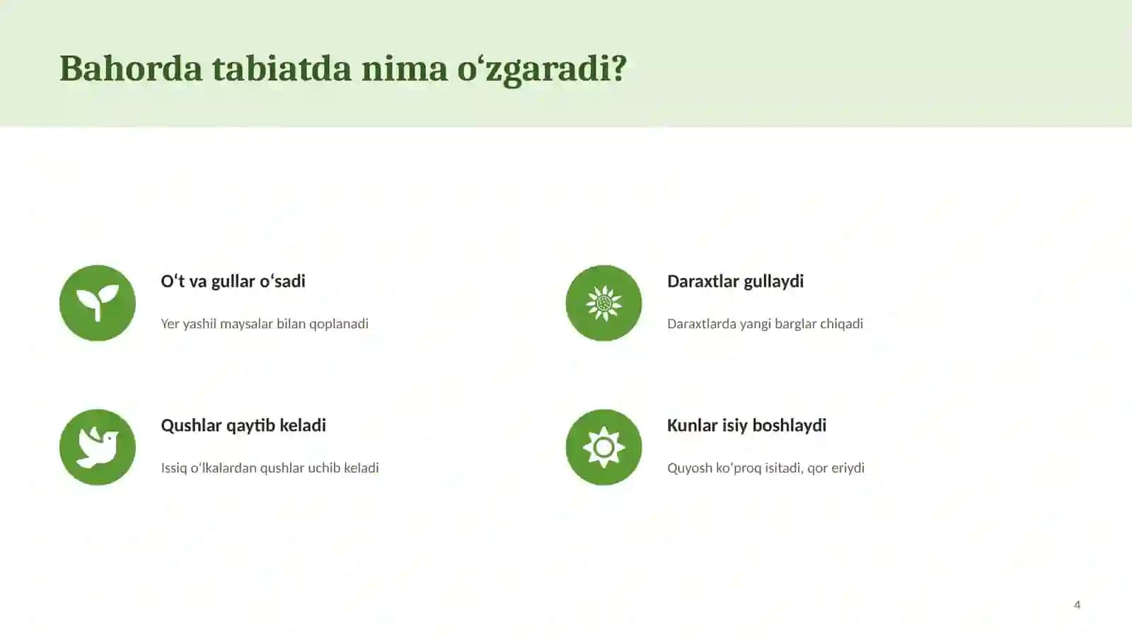 Fasllar. Bog`cha uchun. 4