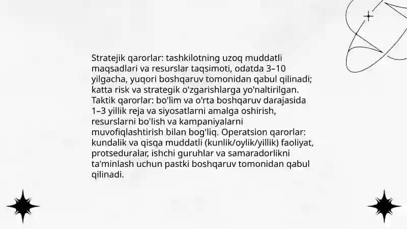 Boshqaruv qarorlarini qabul qilish asoslari 4