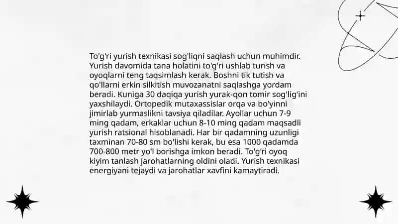 Sportcha yurish texnikasini o’rgatish 4