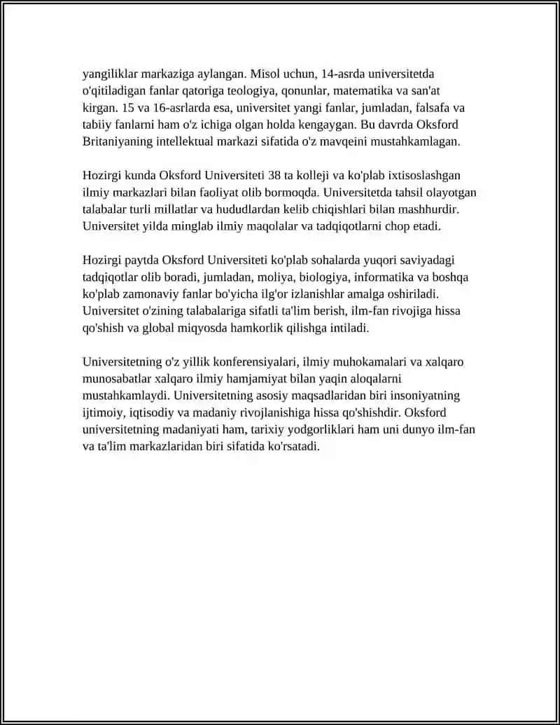 DUNYONING MASHHUR UNIVERSITETLARIDAN BIRI HAQIDA REFERAT TAYYORLASH 4