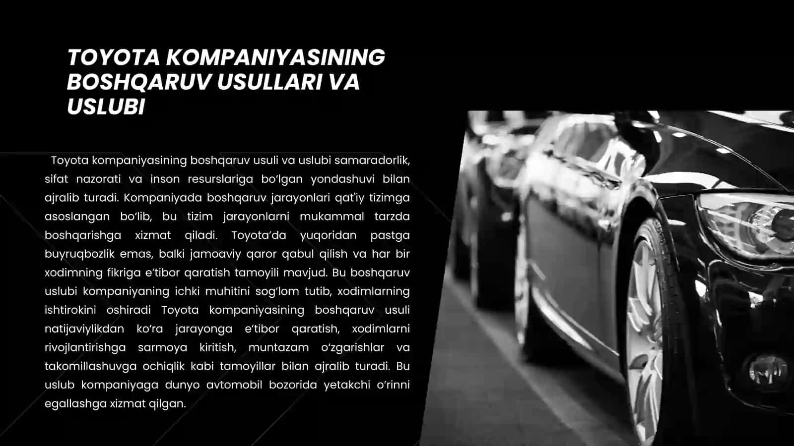 Toyota kompaniyasining boshqaruv usullari va uslubi 4
