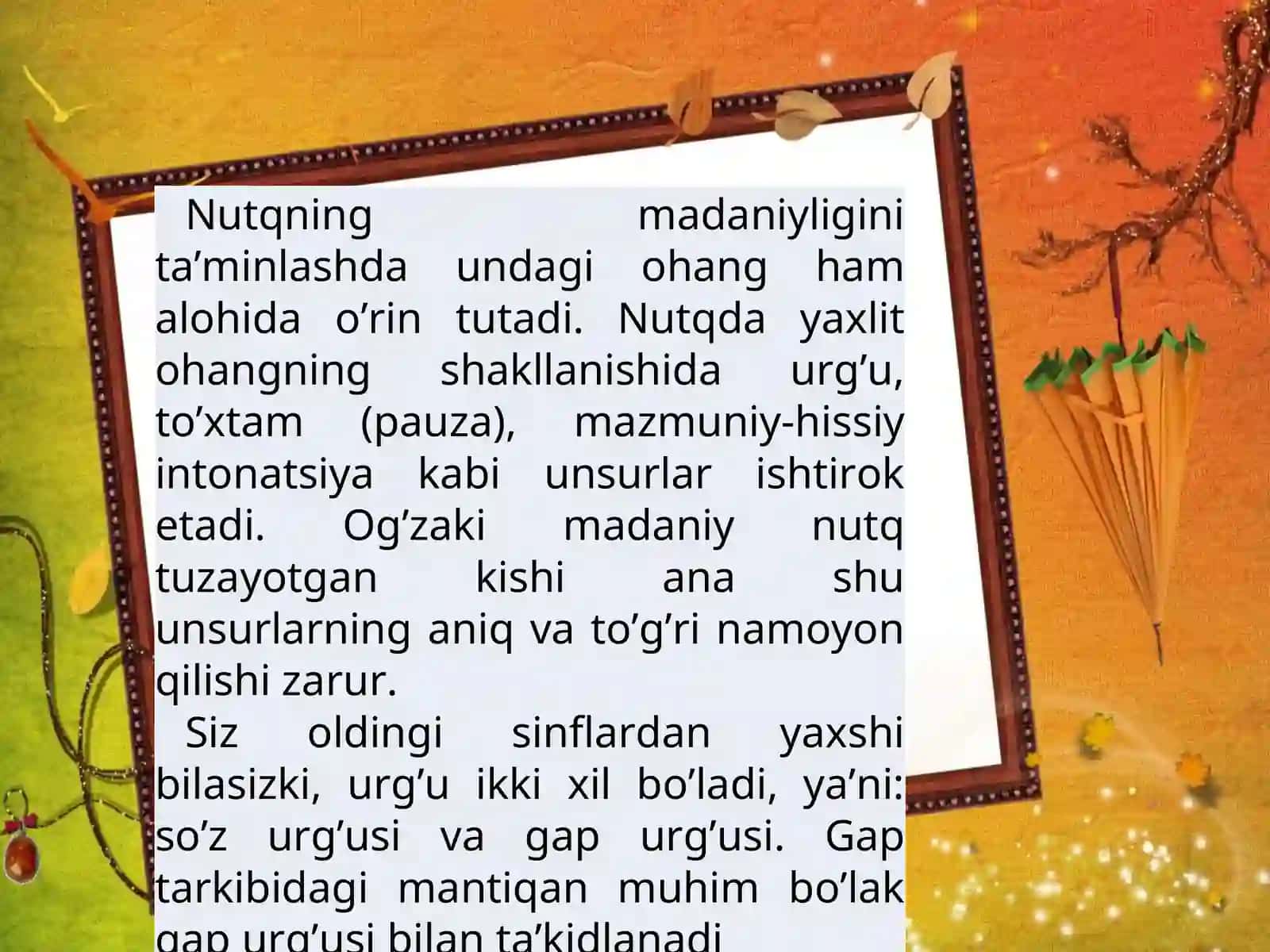 Nutq texnikasida urg’u va to’xtam (pauza) 4