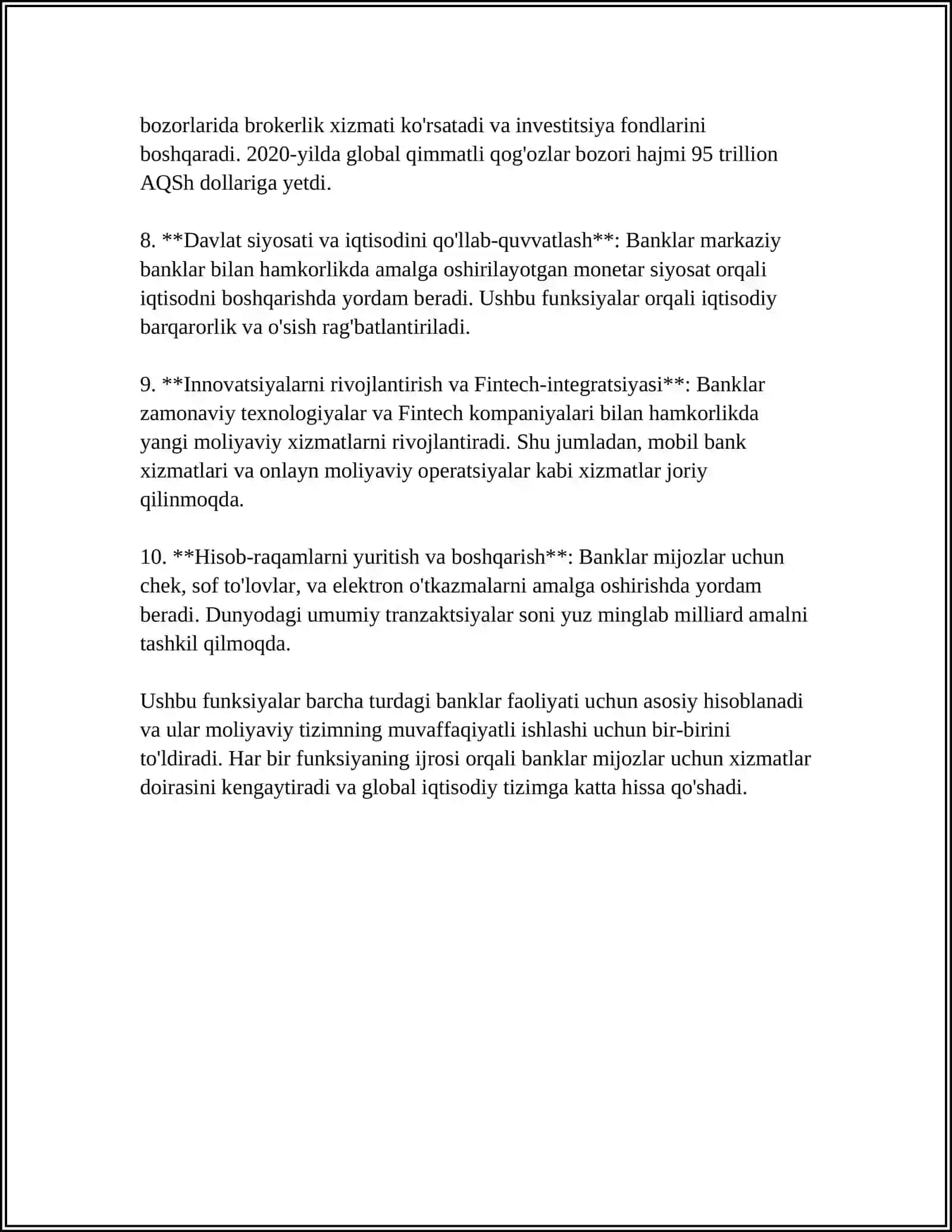 BANK TASHKILOTLARINING OʻZIGA XOS XUSUSIYATLARI VA ULARNI TASHKIL ETISH TARTIBI 4