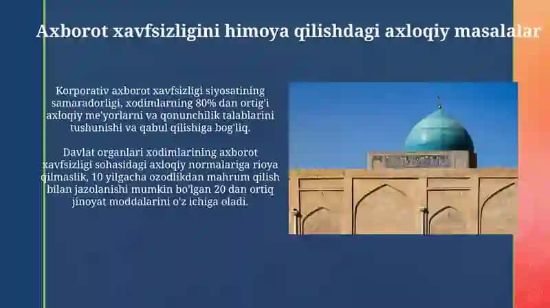 Oʻzbekistonda axborot xavsizligining manavi manaviy va huquqiy asoslari 4