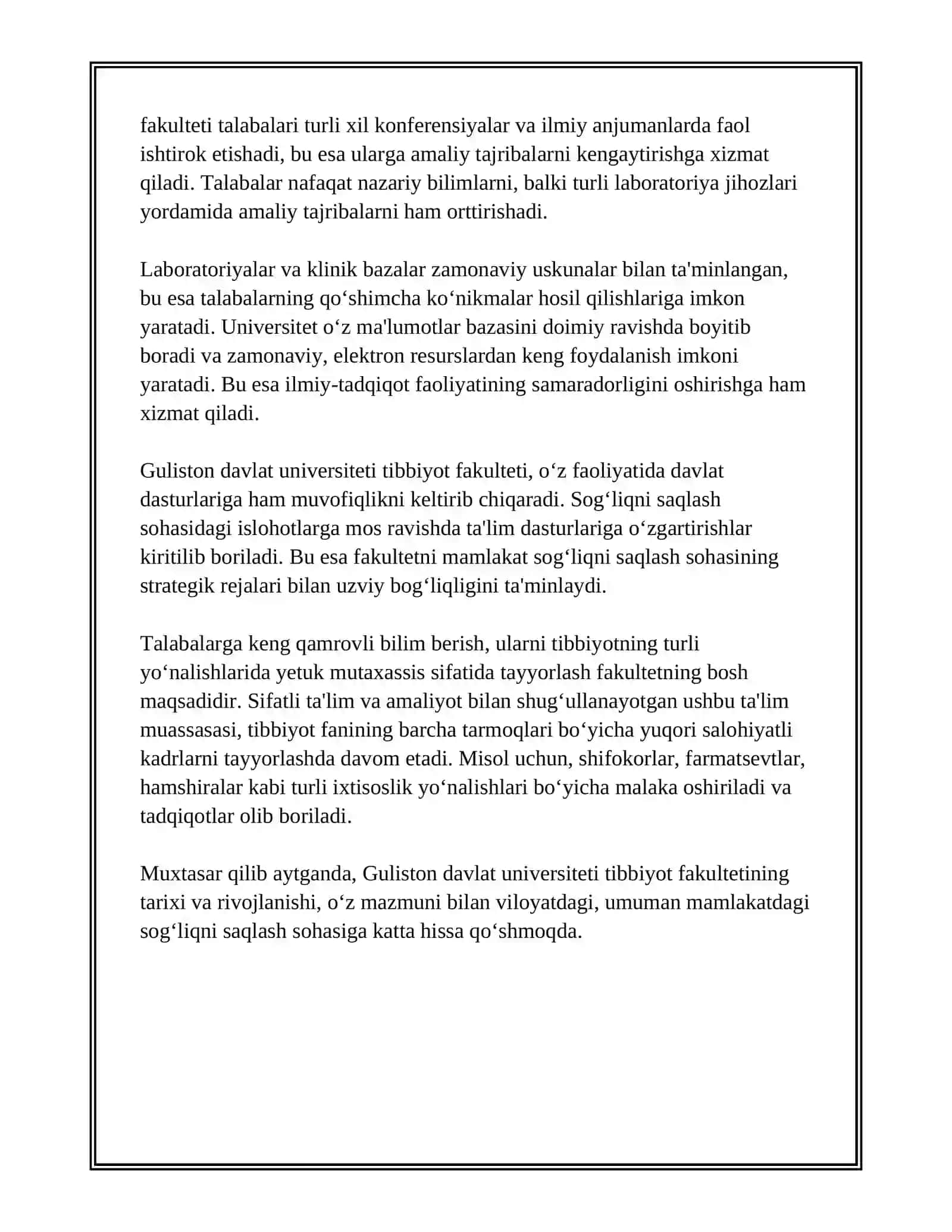 GULISTON DAVLAT UNIVERSITETI TIBBIYOT FAKUTETI 4