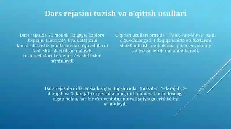 Matematika darsiga tayyorgarlik va darsning tahlili 4