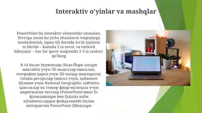 MsPowerPoint dao’rgatuvchi-interaktiv taqdimotlar yaratish 4