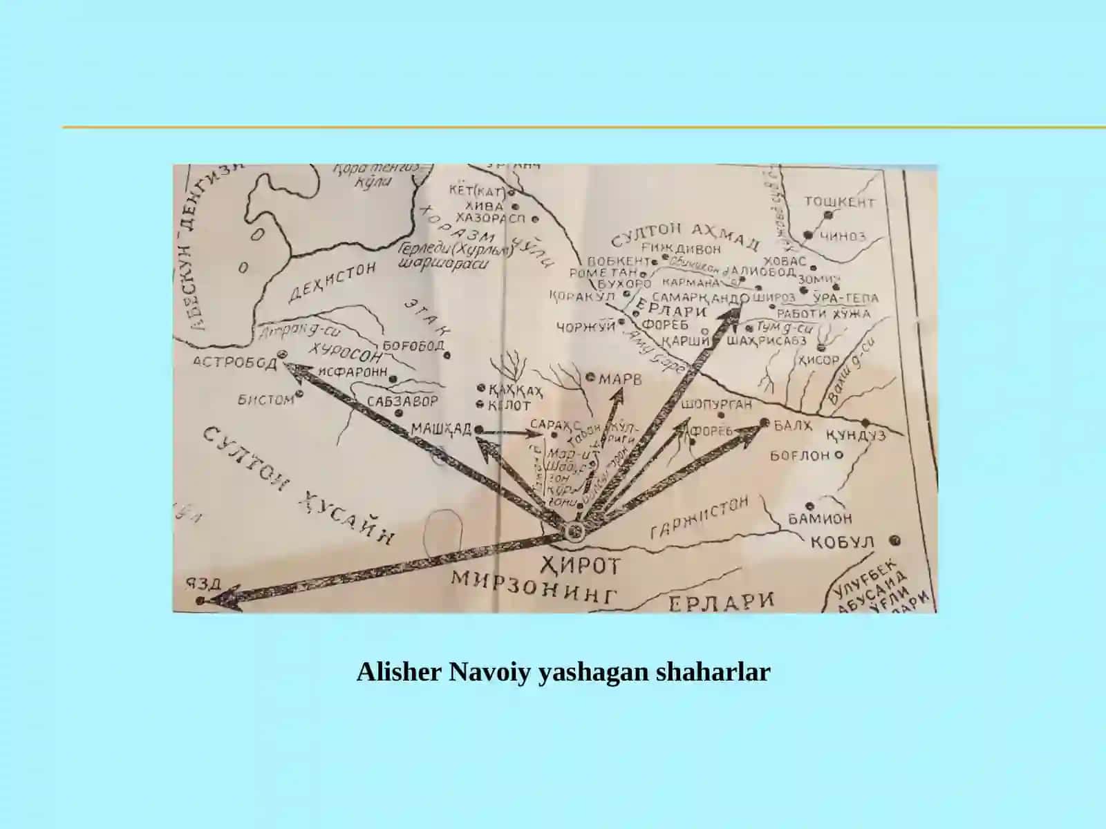 ALISHER NAVOIY "Agar bu ulug’ zotni avliyo desak, u avliyolarning avliyosi, mutafakkir desak, mutafakkirlarning mutafakkiri, shoirdesak shoirlarning sultonidir” 4