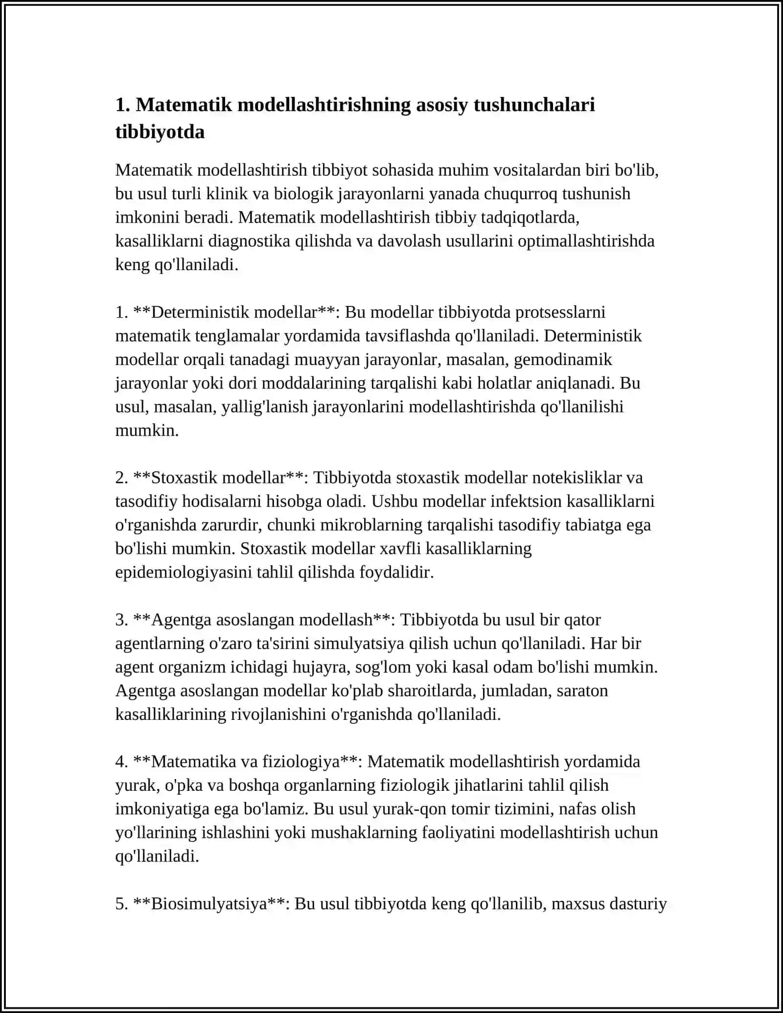 TIBBIYOTDA MATEMATIK MODELLASHTIRISH USLUBLARINI ÒRGANISH 4