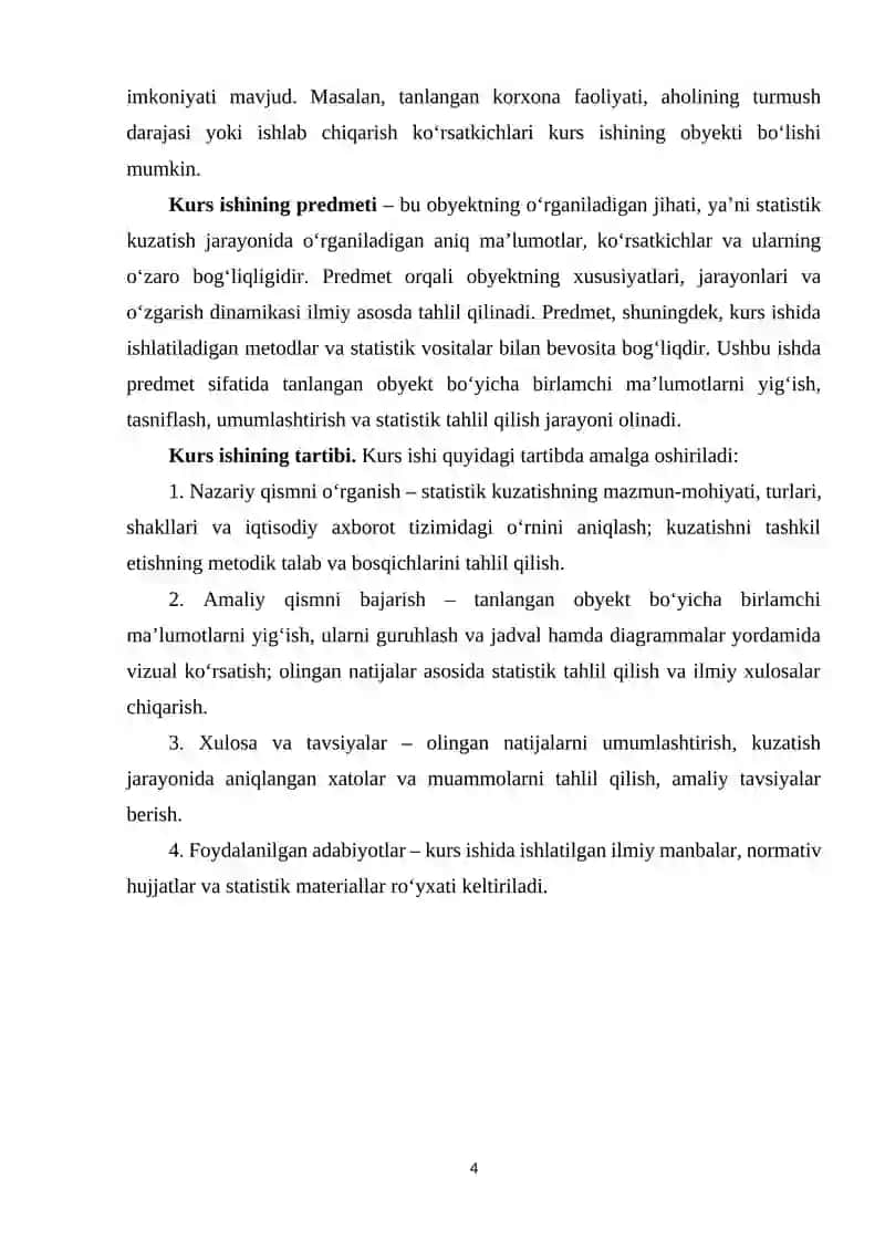 Statistik kuzatish; mohiyati, turlari va tashkiliy masalalari 4