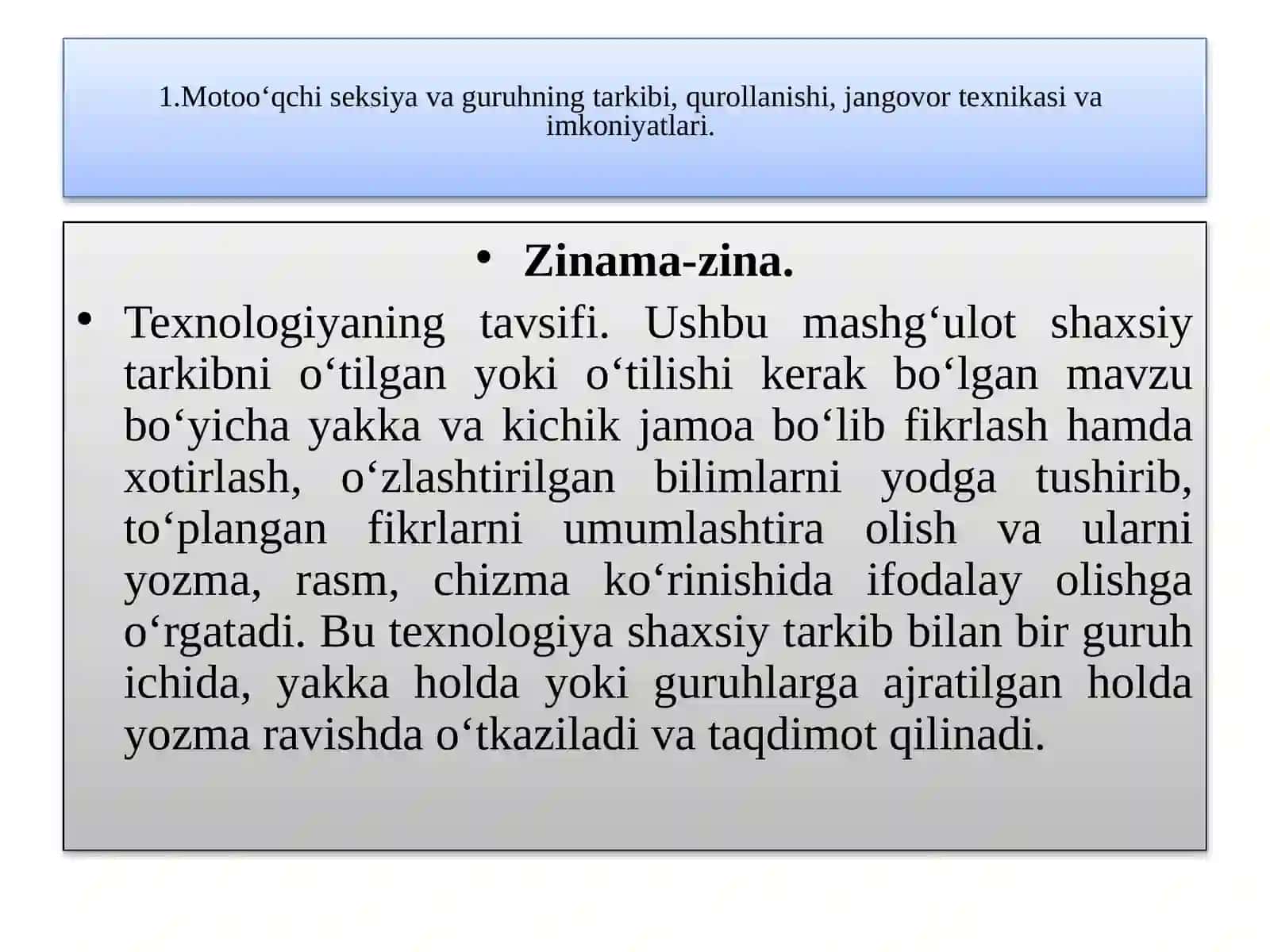 Motoo‘qchi kichik i va ning tarkibi, qurollanishi, jangovor texnikasi va imkoniyatlari 4