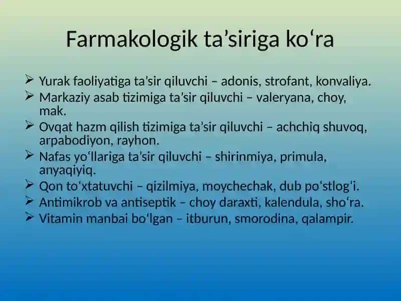 Dorivor o’simliklarning tasnifi va ularning asosiy oilalari 4