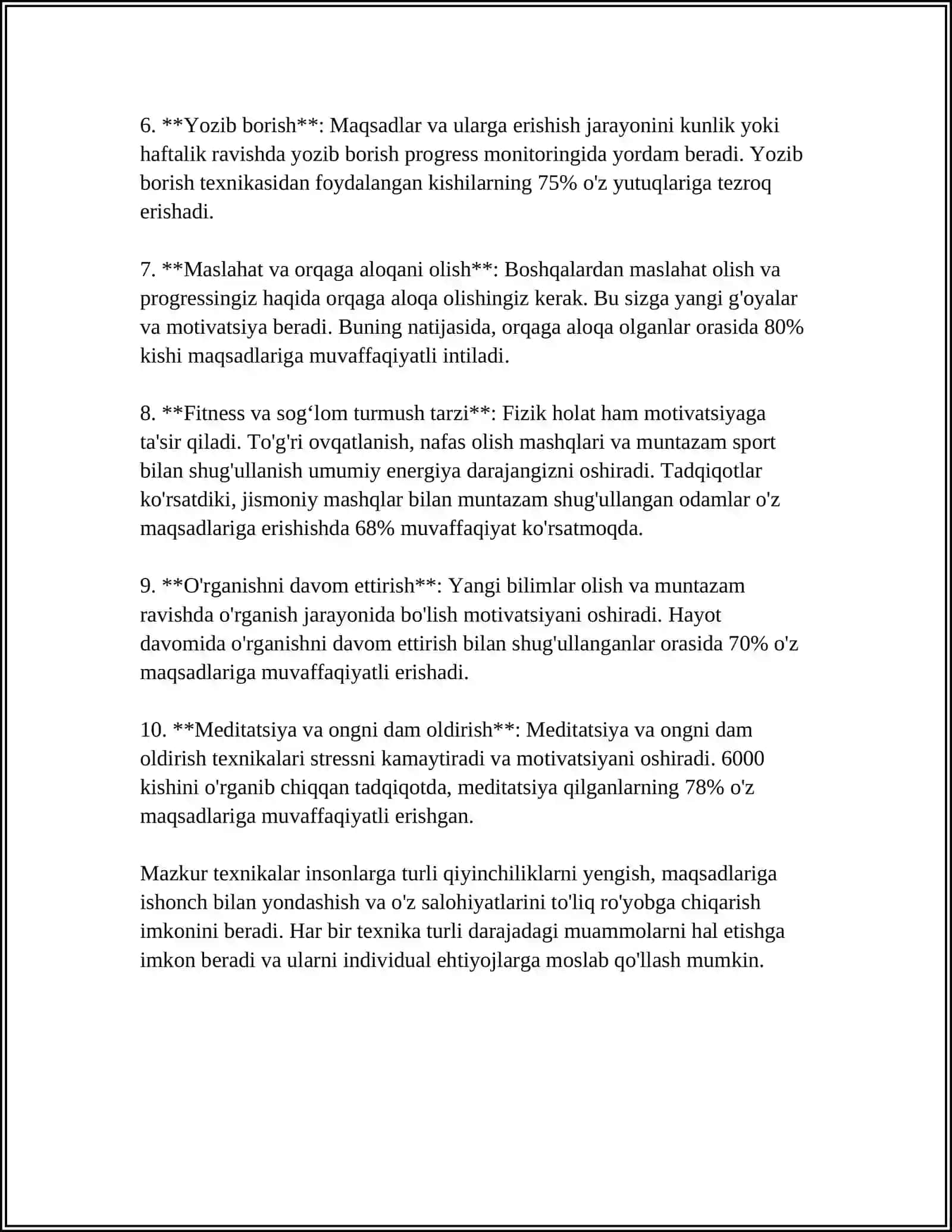 MUSTAQIL ISH Mavzu: MOTIVATSIYA 4
