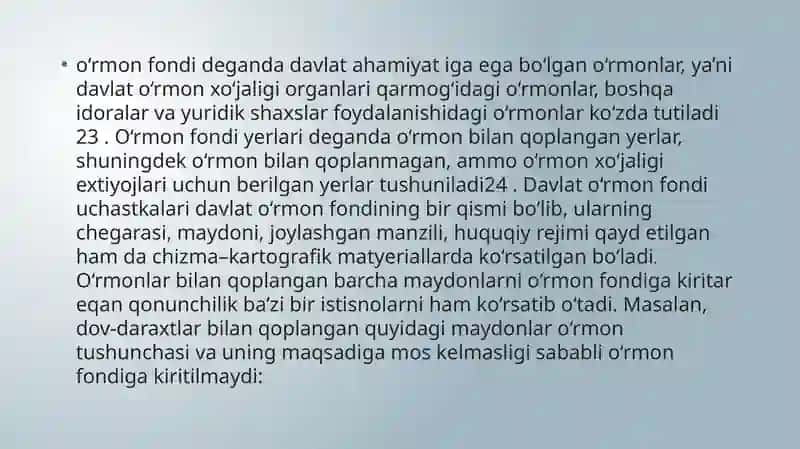 O‘RMON FONDIYERLARINING HUQUQIY HOLATI 4