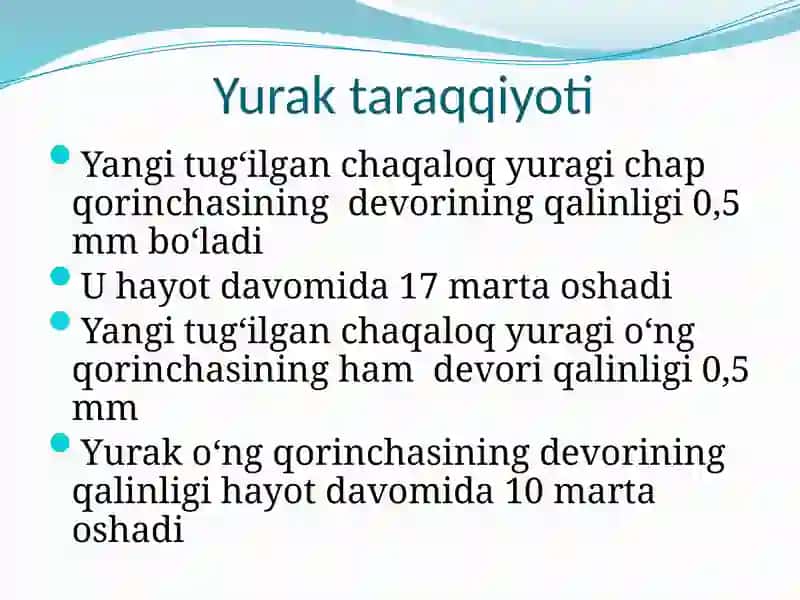 BOLALARDA YURAK-QON TOMIR TIZIMINING ANATOMO-FIZIOLOGIK XUSUSIYATLARI 4