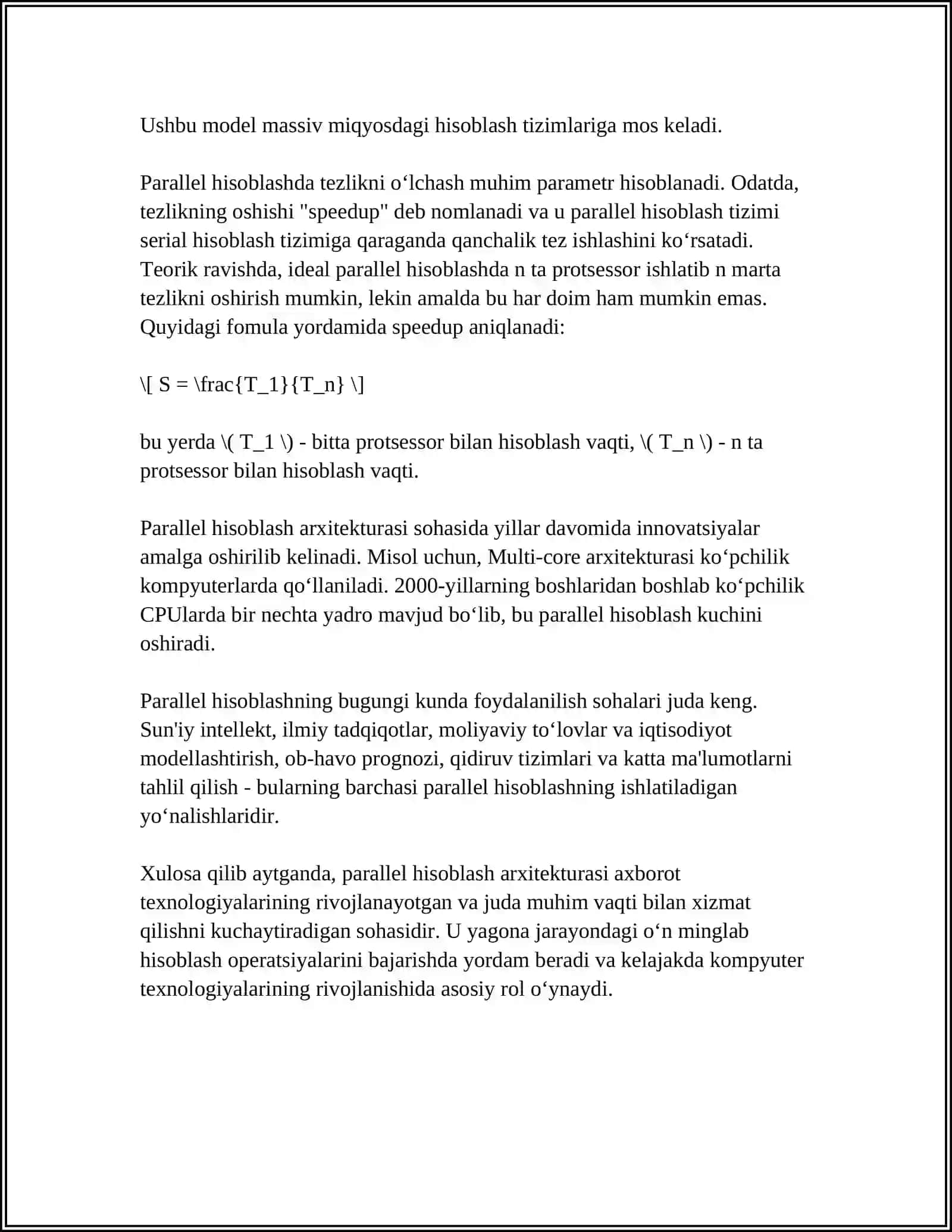 RAQAMLI TASVIRNI QAYTA ISHLASHDA PARALLEL ALGORITMLAR: RAQAMLI TASVIRLAR BILAN ISHLASHDA PARALLEL TEXNIKALAR 4