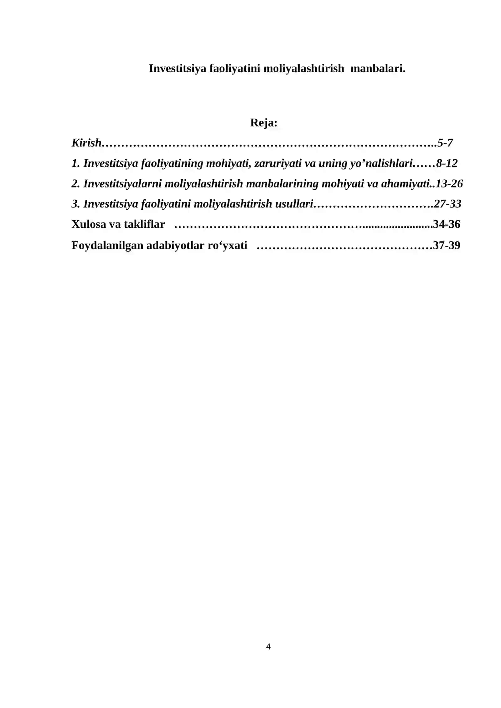 Investitsiya faoliyatini moliyalashtirish manbalari kursi 4