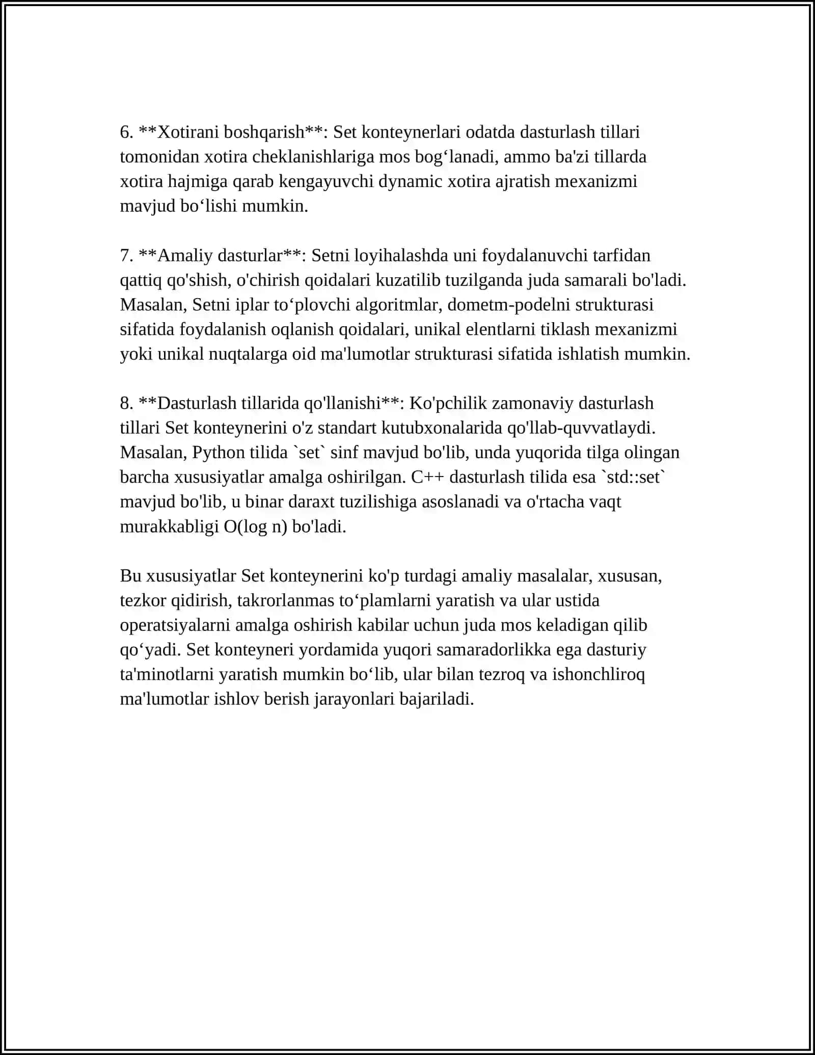 STL KUTUBXONALARI. KONTEYNER SINFLARI. ASSOTSIATIV KONTEYNER SET 4