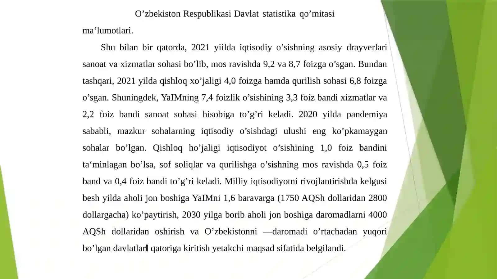 Iqtisodiy o’sishning mazmuni va turlari 4