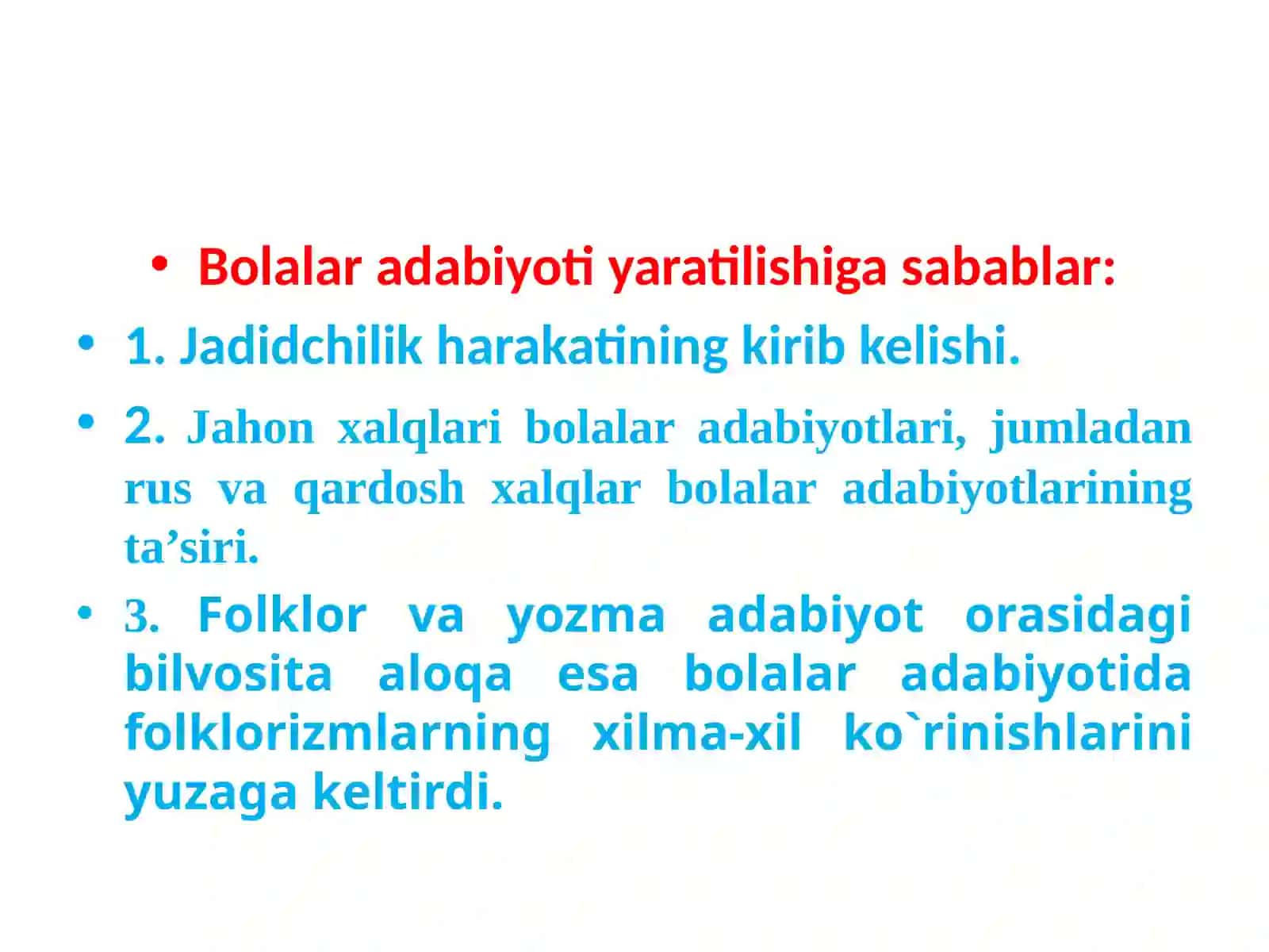 O‘zbek bolalar adabiyotining vujudga kelishi va uning ijodkorlari faoliyati 4