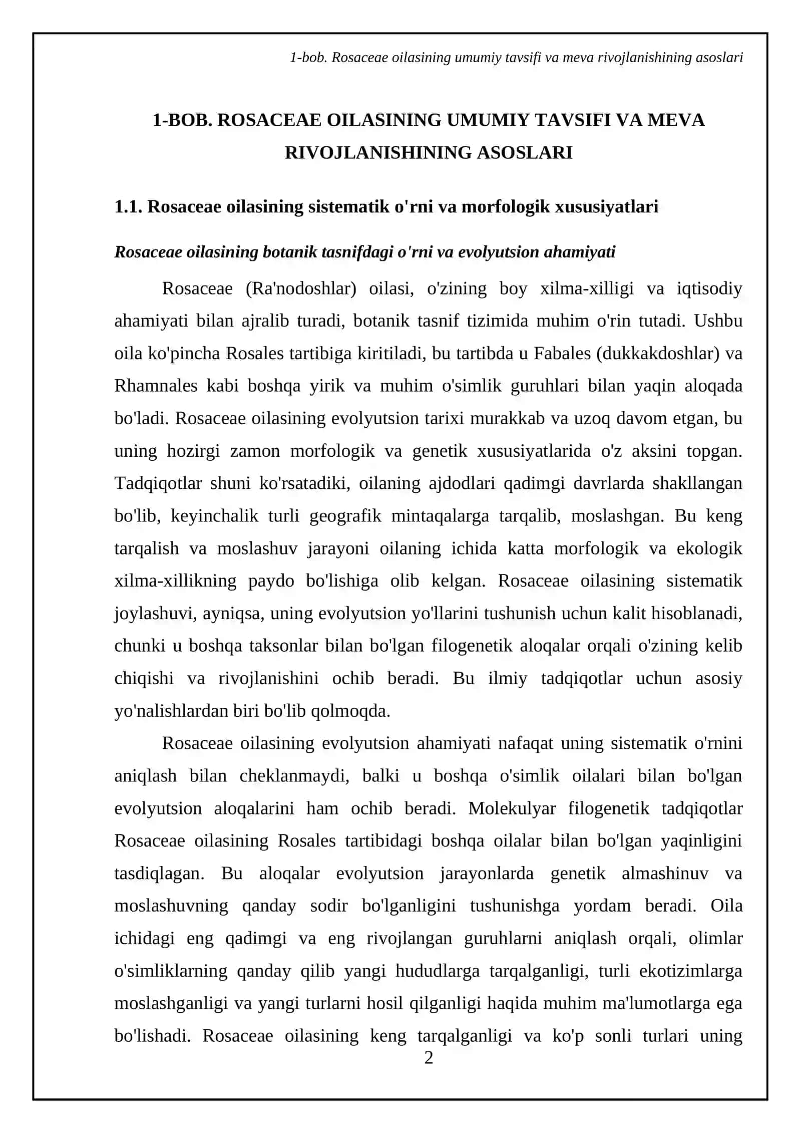 Rosaceae (Ra'nodoshlar) oilasi turlarining meva morfologiyasi va zamonaviy taksonomiyasi 4