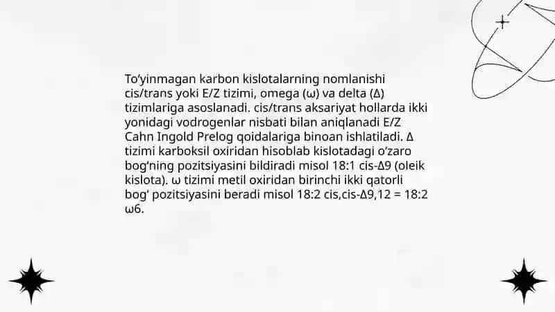 Toʻyingan va toʻyinmagan karbon kislotalari 4