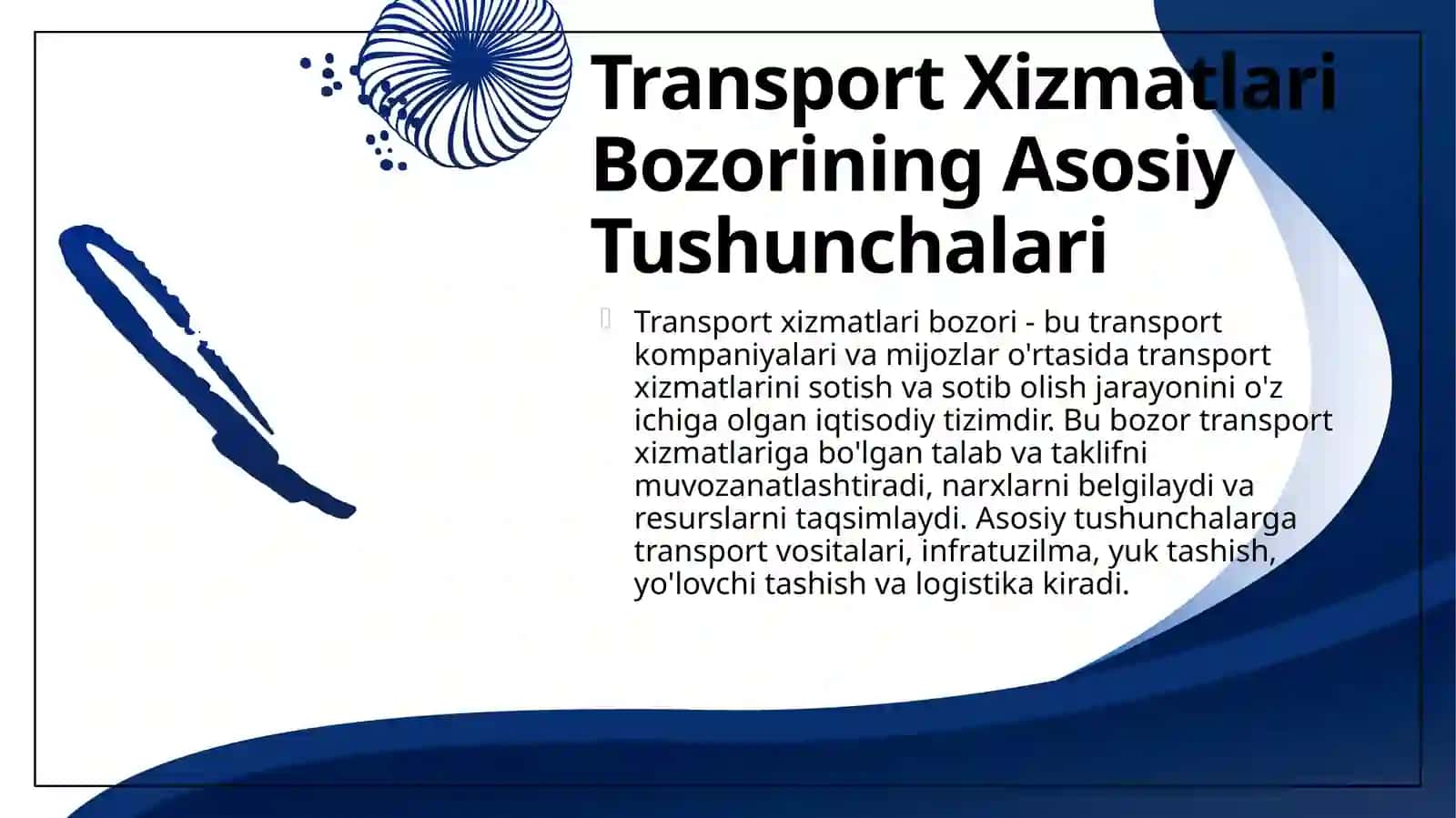 Transport xizmatlari bozori tushunchalari 4