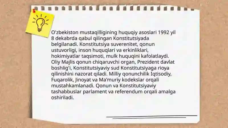 Mustaqil O'zbekiston Respublikasi tashkil topishining tarixiy ahamiyati 4
