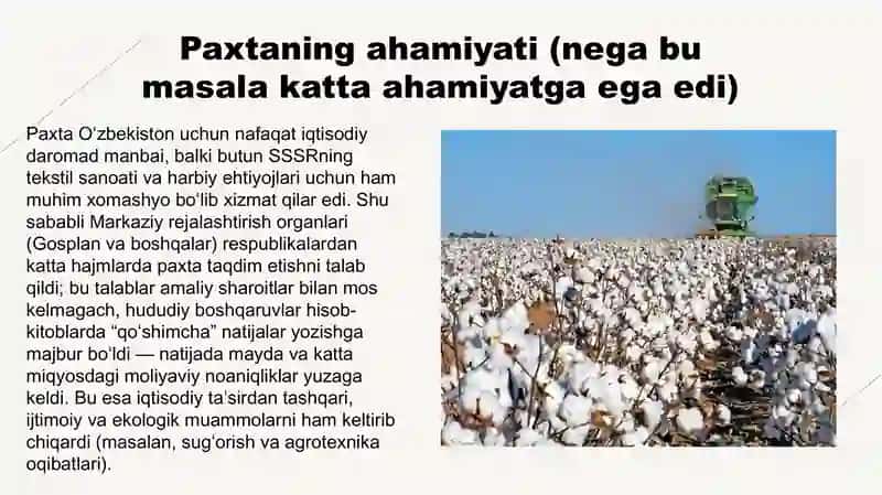 Paxta ishi ya'ni O'ZBEK ISHI 4