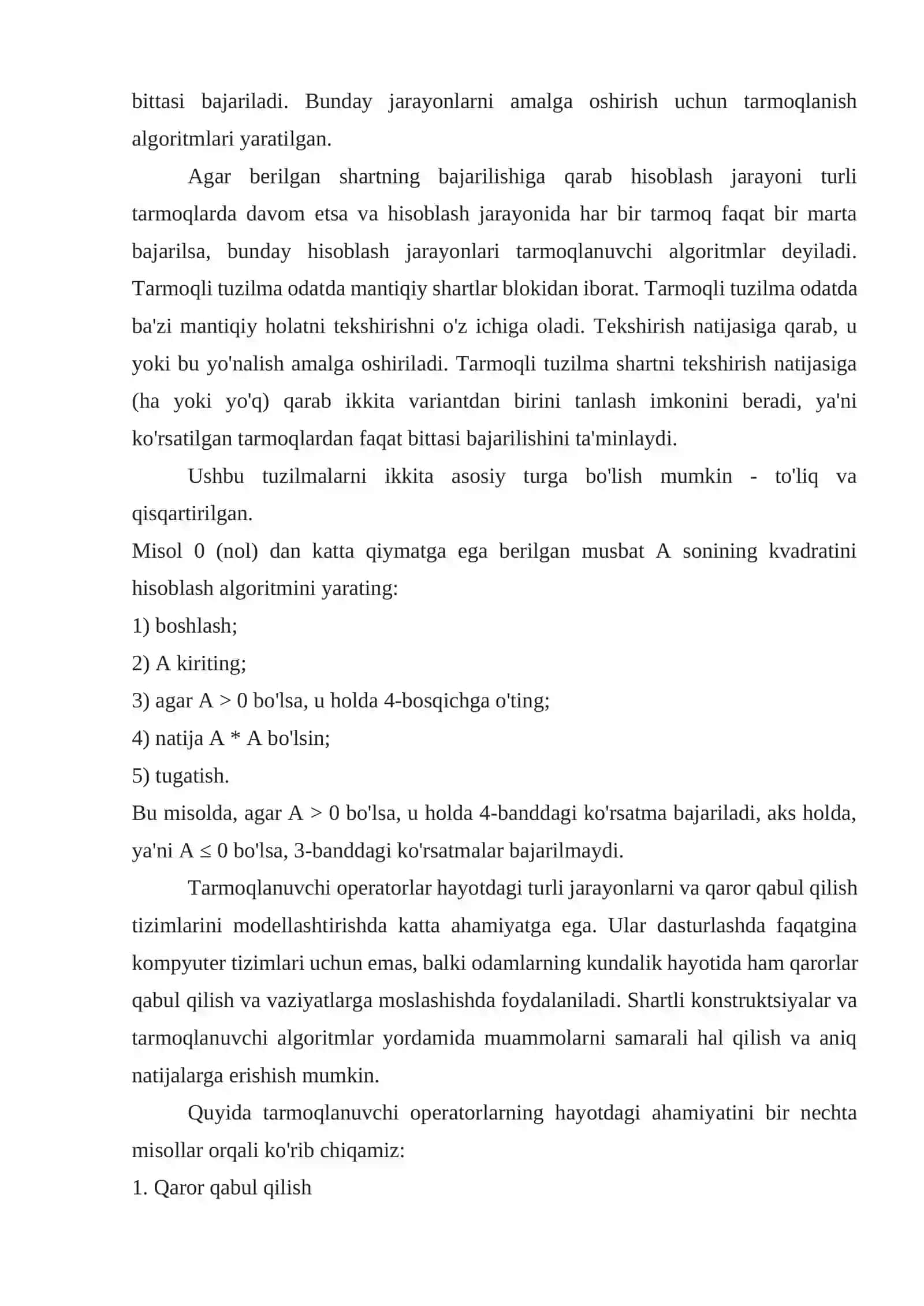 Tarmoqlanuvchi algoritmlar (If…else If…else, if-elif…else larning bir biridan farqi) 4