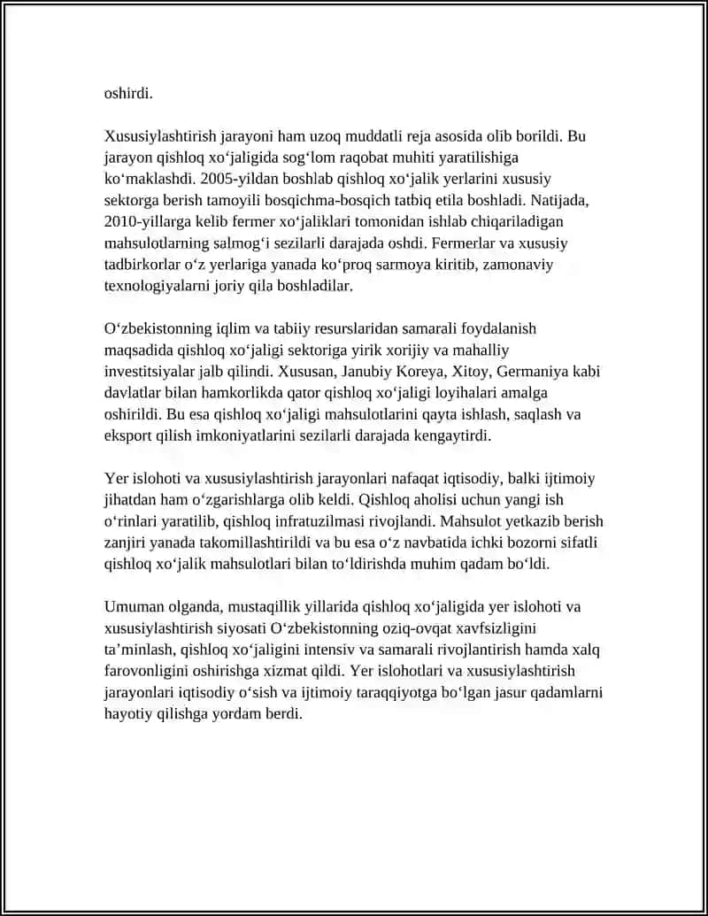 MUSTAQILLIK YILLARIDA QISHLOQ XO‘JALIGI VA SANOAT SOHASIDAGI O‘ZGARISHLAR 4