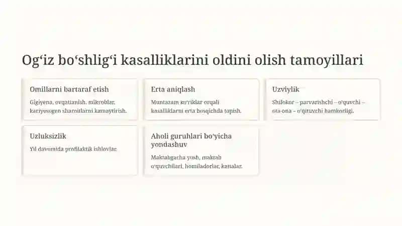 Stomatologik kasalliklarning oldini olishni tashkil etish asoslari 4