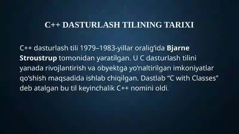 C++ dasturlash tili haqida 4