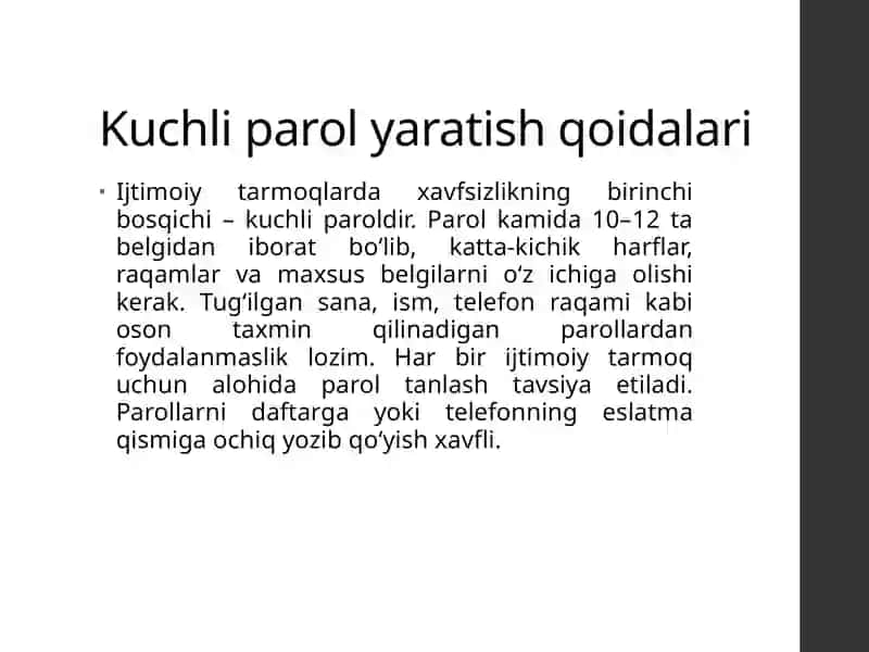 Ijtimoiy tarmoqlar va xavfsiz foydalanish 4