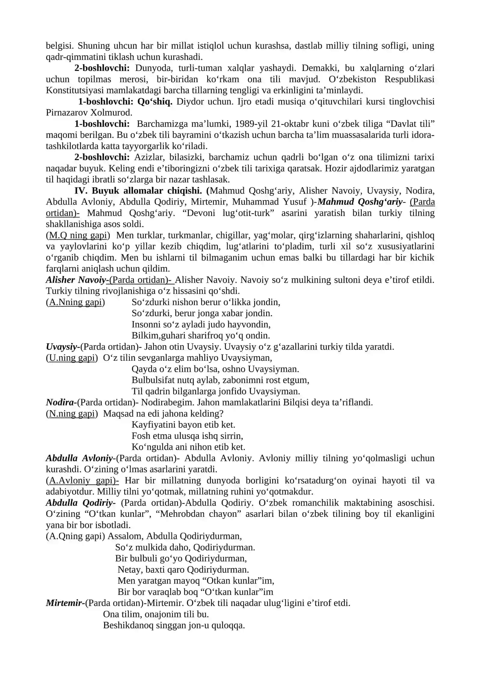 "Ona tilim-yuragimning to‘ridagi so‘lmas gulim" adabiy-badiiy kecha dasturi 4
