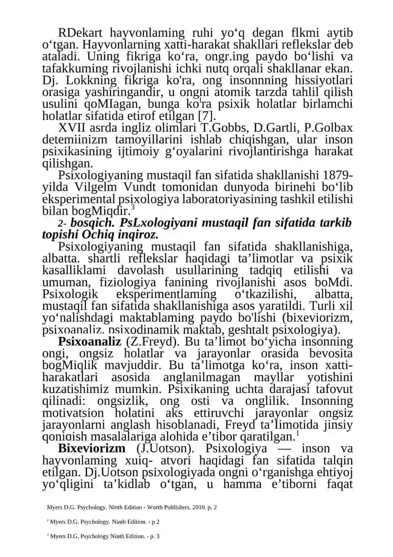 MA’RUZA. PSIXOLOGIYANING FAN SIFATIDA SHAKLLANISHI. PSIXIKA VA ONGNING TARAQQIYOTI 4