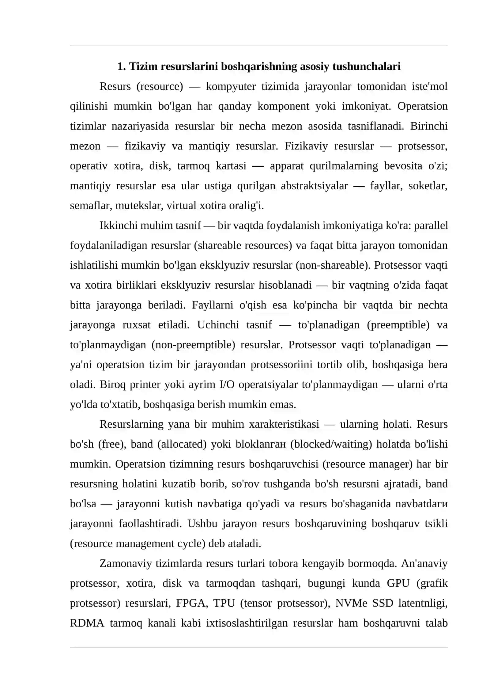 Tizim resurslarini boshqarish tamoyillari 4