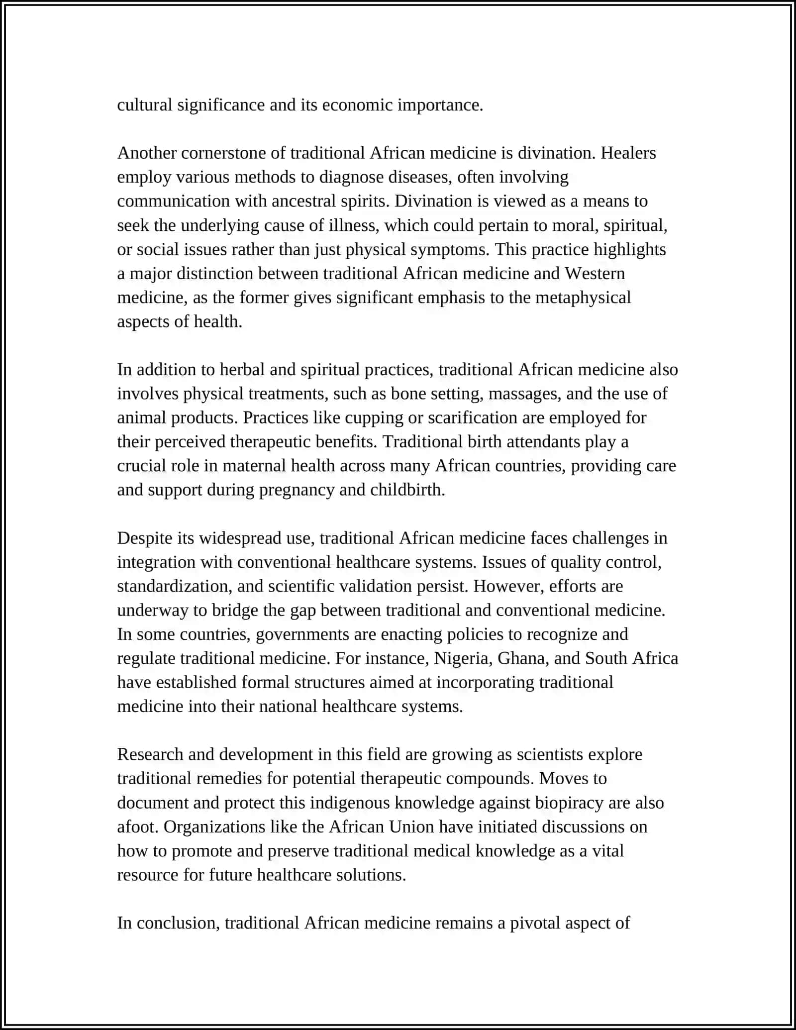 NURSE’S WORK AT THE SURGICAL DEPARTMENT CULTURE PROJECT. TRADITIONAL AFRICAN MEDICINE 4