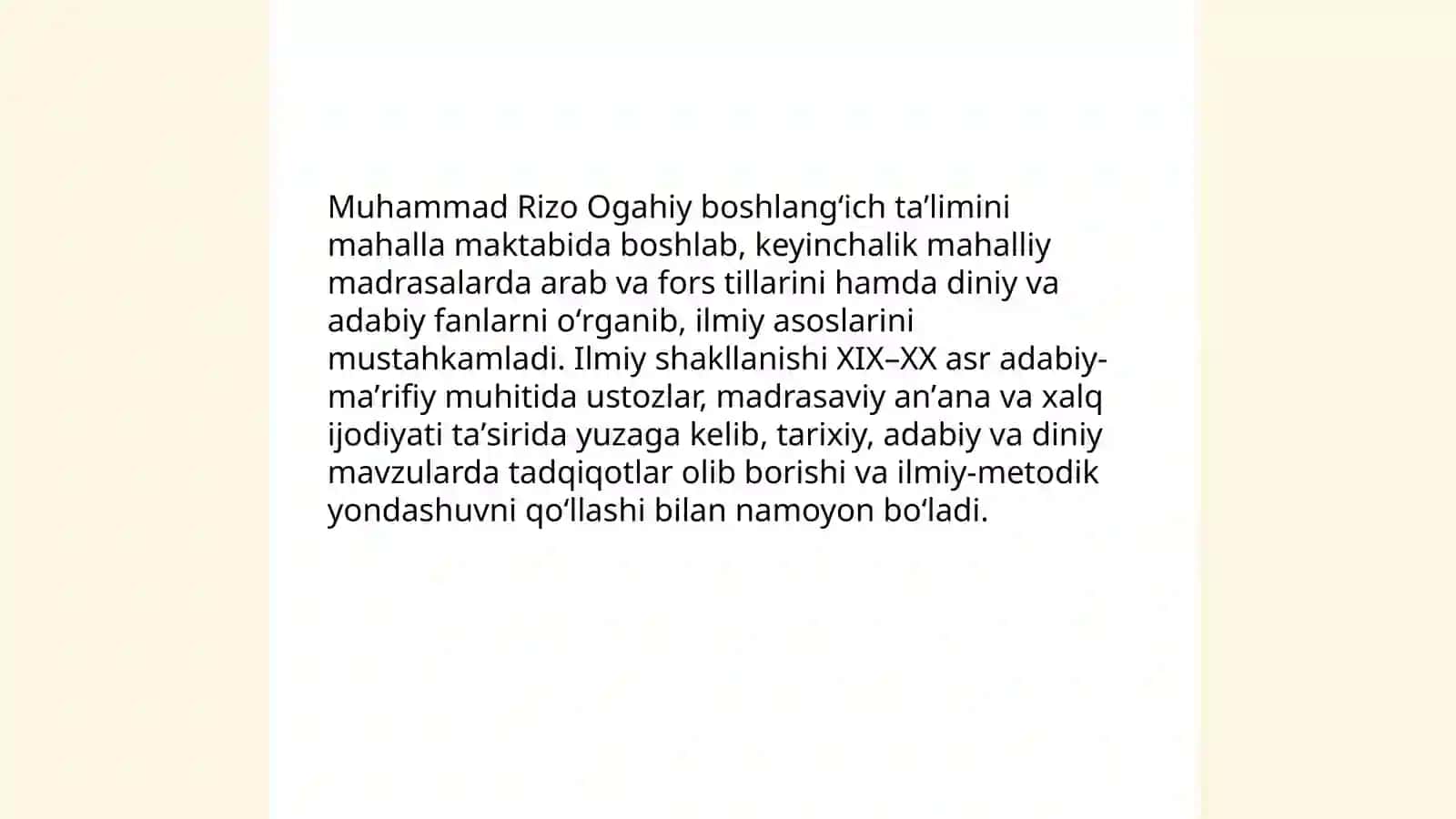 Muhammad rizo ogahiy hayoti va ijodi.tarixiy davr 4