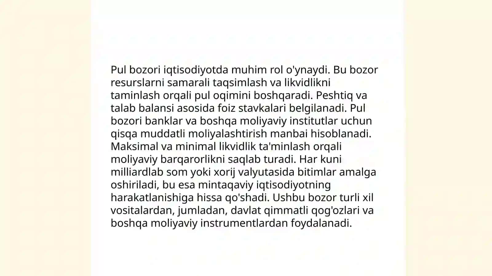 Pul bozori va korxonalar o'rtasidagi hisob kitoblarni tashkil etish 4