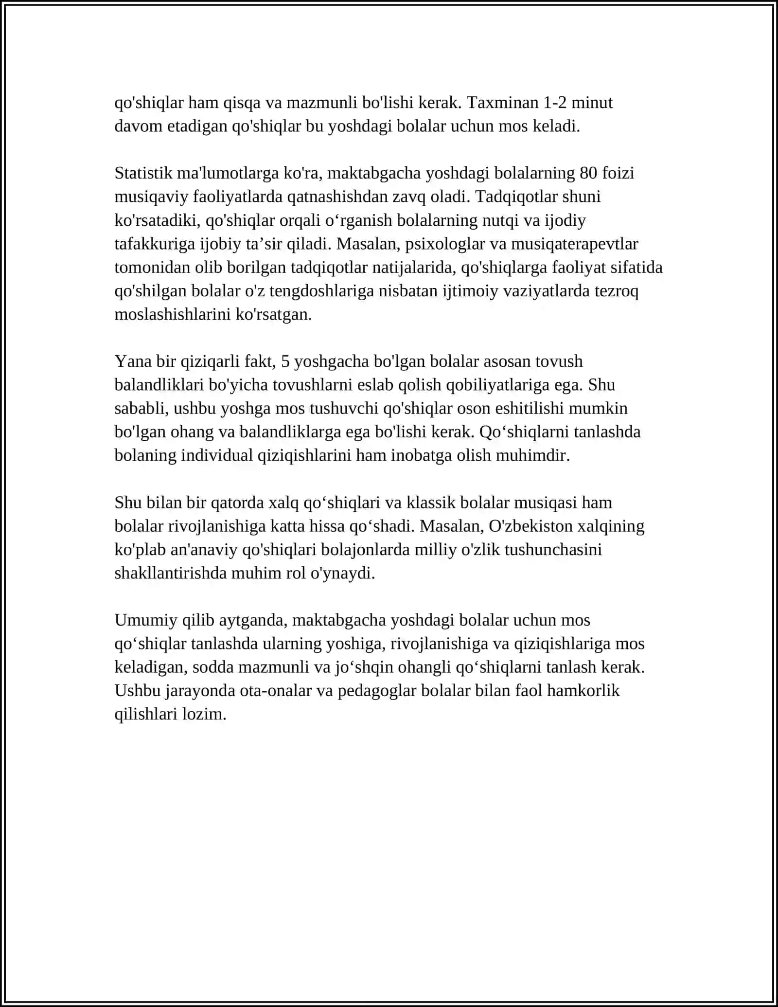 MAKTABGACHA YOSHDAGI BOLALARGA QOSHIQCHILIGI KONIKMALARINI TARBIYALASH 4