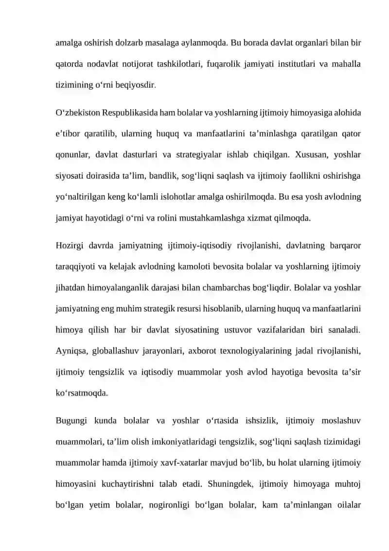 Bolalar va yoshlarning ijtimoiy himoyasi tushunchasi va uning ahamiyati 4