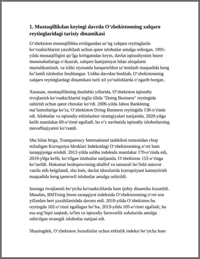 Oʻzbekistonda Xalqaro Reytinglar 4