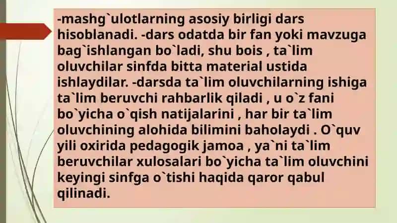 Dars-ta'limni tashkilotishning asosiy shakli 4